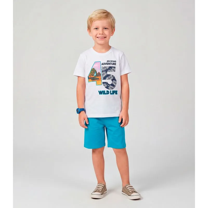 Conjunto Infantil Menino Básico Curto Kappes Branco 8