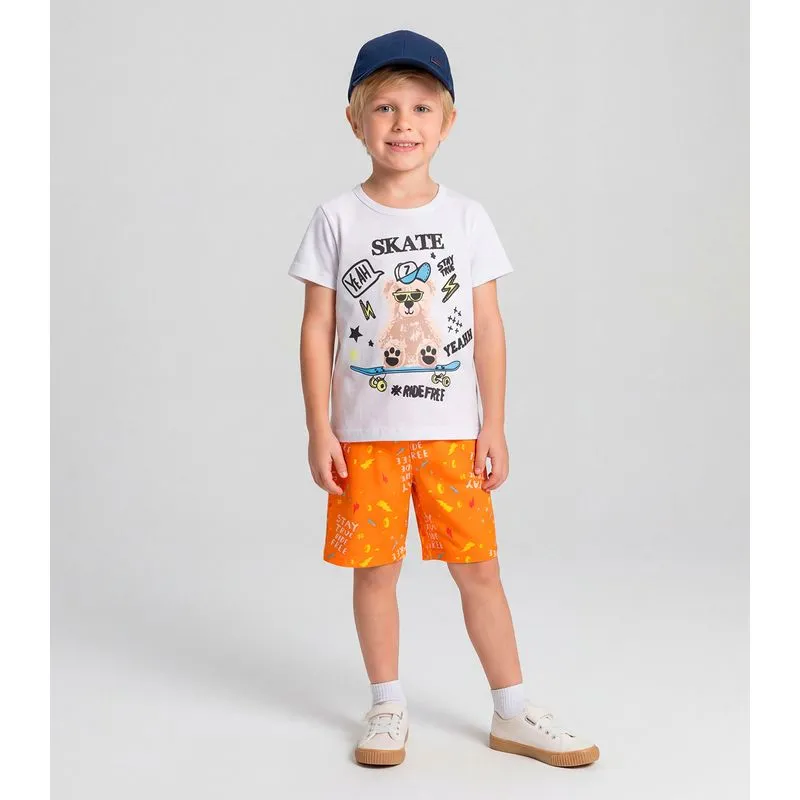 Pijama Infantil Masculino Brilha No Escuro Kappes Branco 1