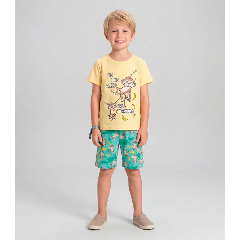 Pijama Infantil Masculino Brilha No Escuro Kappes Amarelo 3