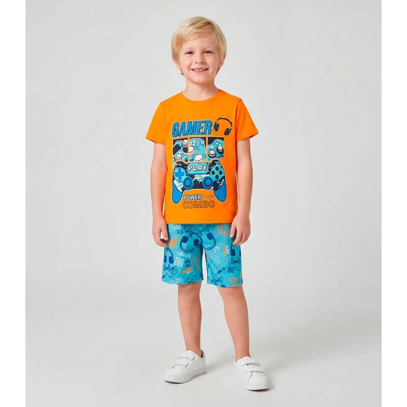 Pijama Infantil Menino Brilha No Escuro Kappes Laranja 10