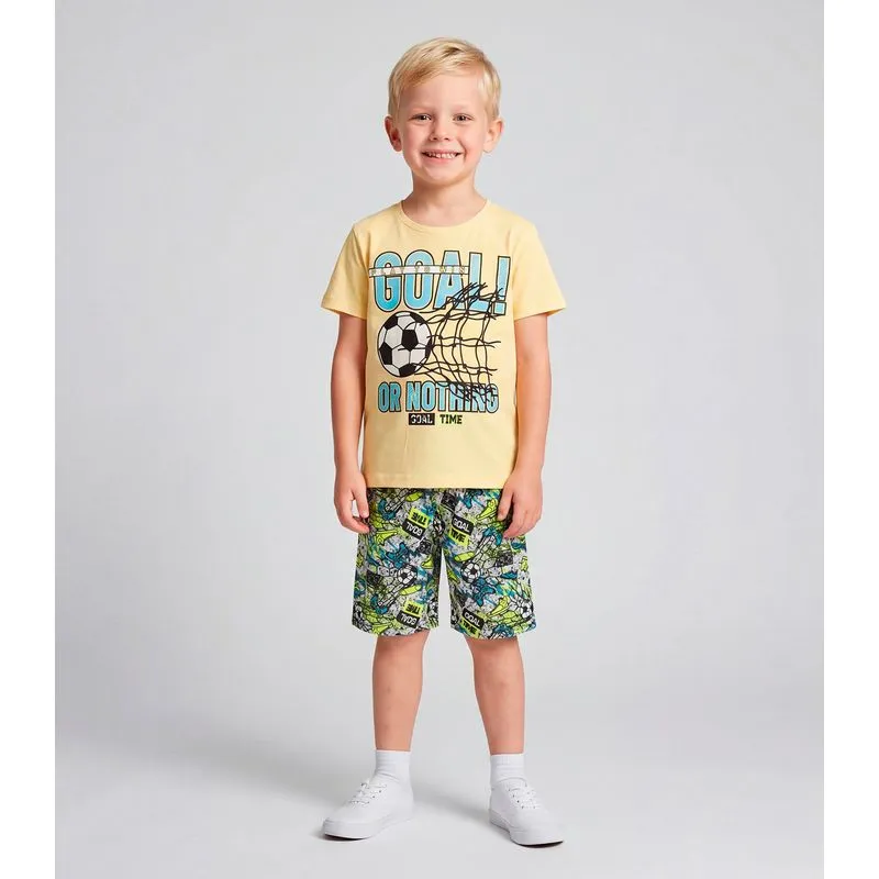 Pijama Infantil Menino Brilha No Escuro Kappes Amarelo 14
