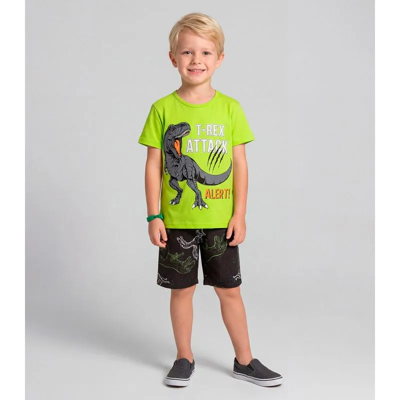 Pijama Infantil Menino Brilha No Escuro Kappes Verde 12