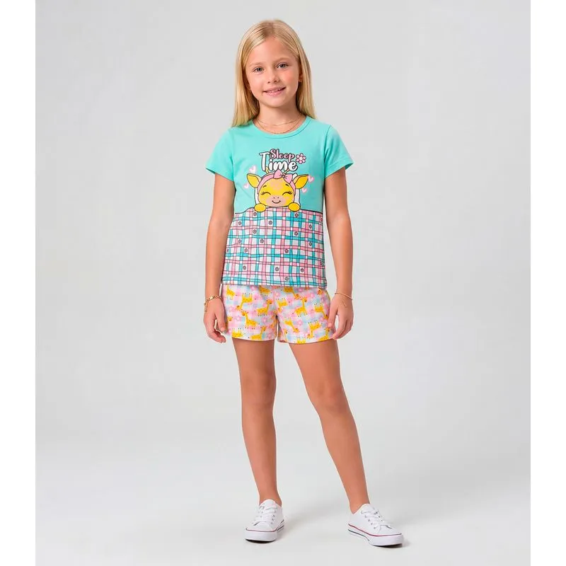 Pijama Infantil Menina Brilha no Escuro Kappes Azul 2