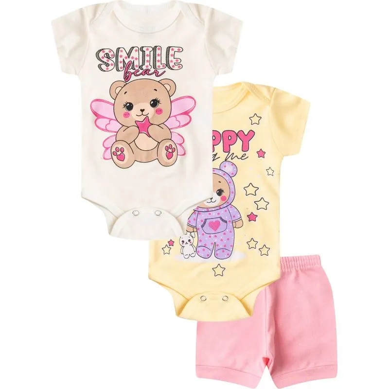 Kit Body Infantil Curto 3 Peças Select Bege GG