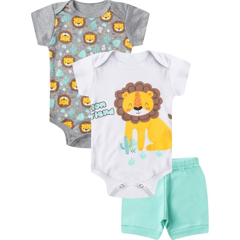 Kit Body Infantil Curto 3 Peças Select Cinza P
