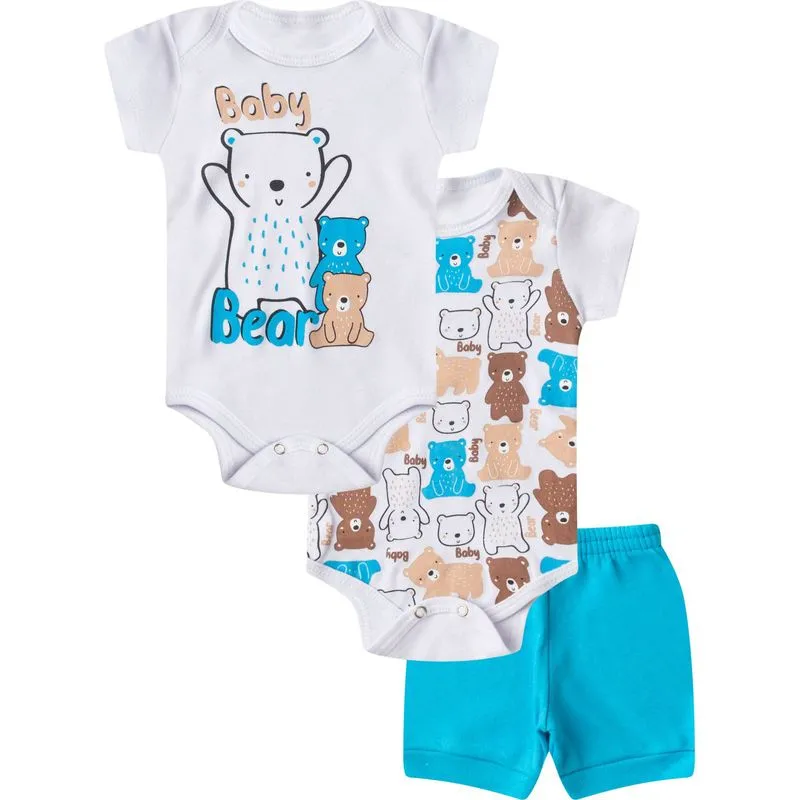 Kit Body Infantil Curto 3 Peças Select Azul G