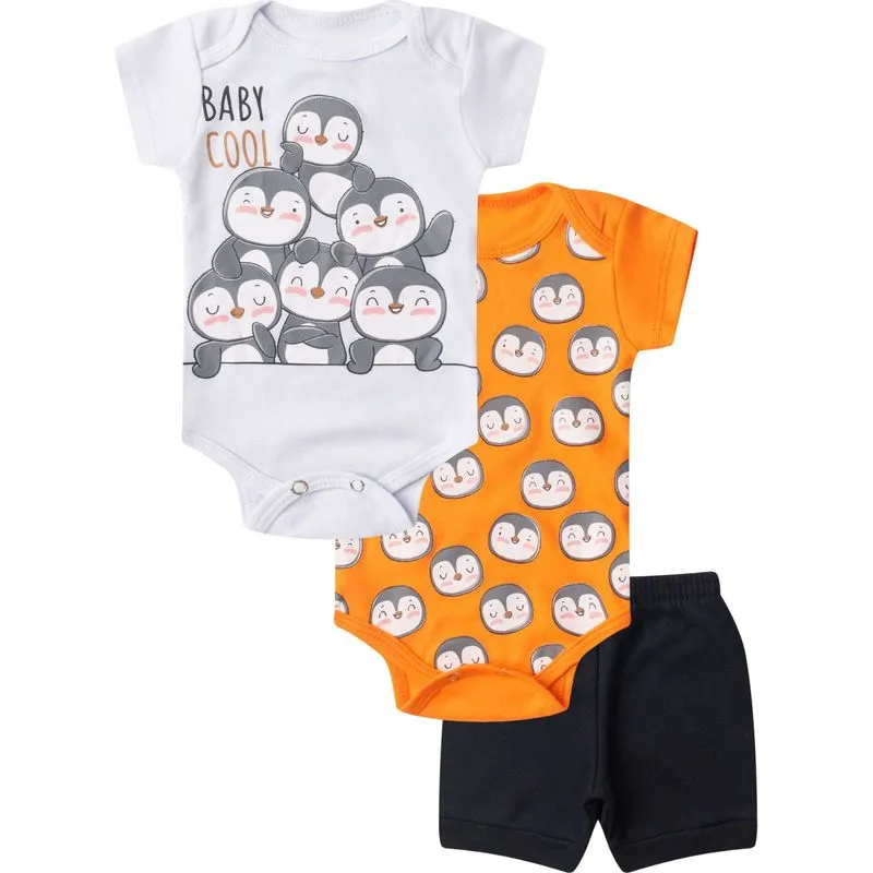 Kit Body Infantil Curto 3 Peças Select Laranja P