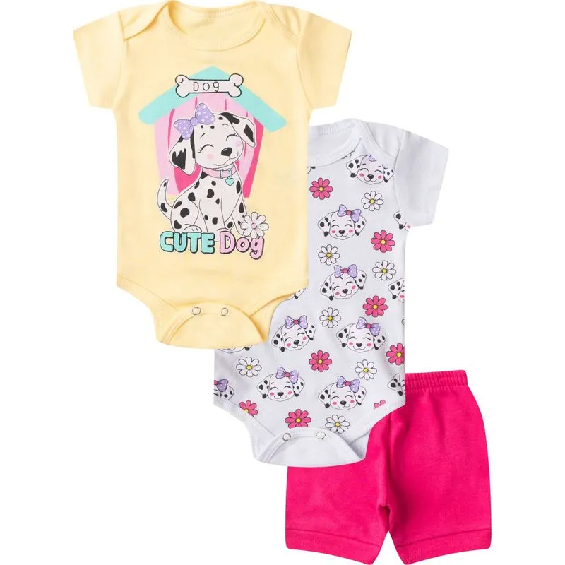 Kit Body Infantil Curto 3 Peças Select Amarelo M