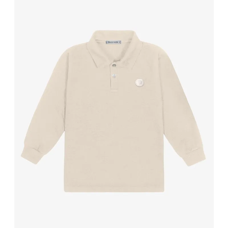 Polo Infantil Manga Longa Menino Trick Nick Bege 4