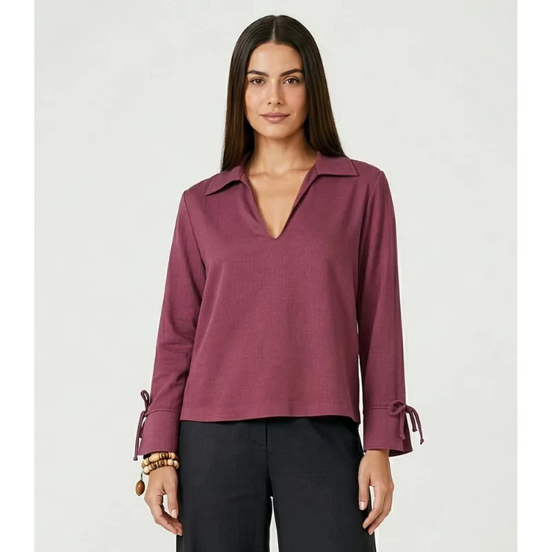 Camisa Feminina Manga Longa Decote V Endless Vermelho G