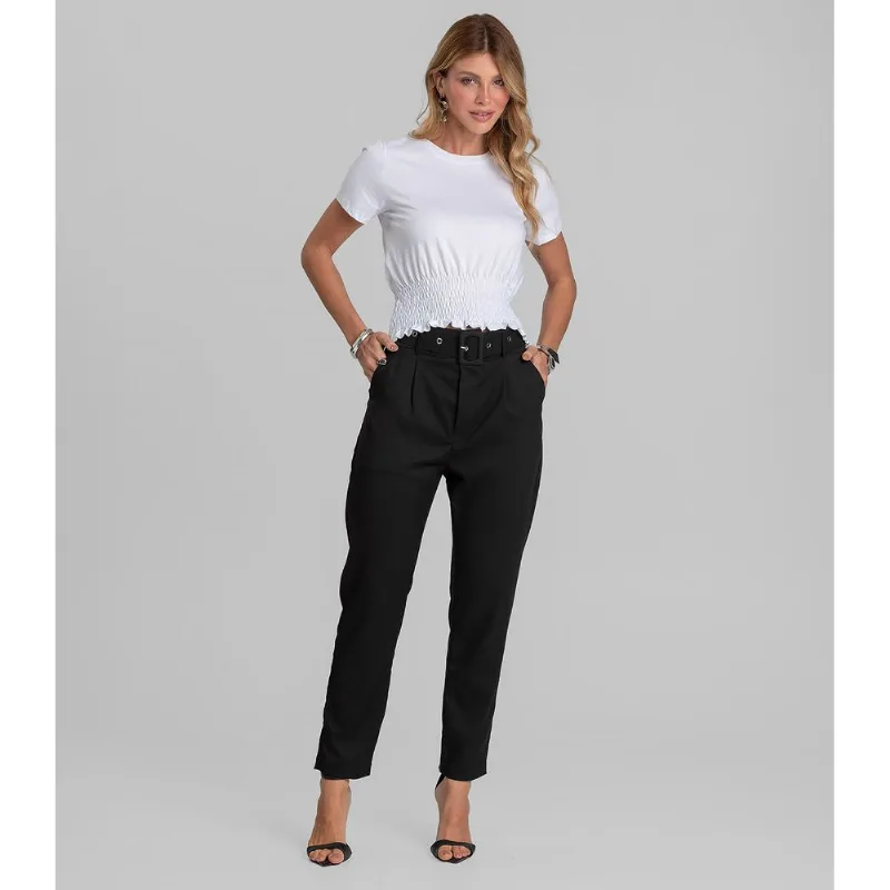 Calça Cenoura Feminina Com Cinto Dianna Preto GG