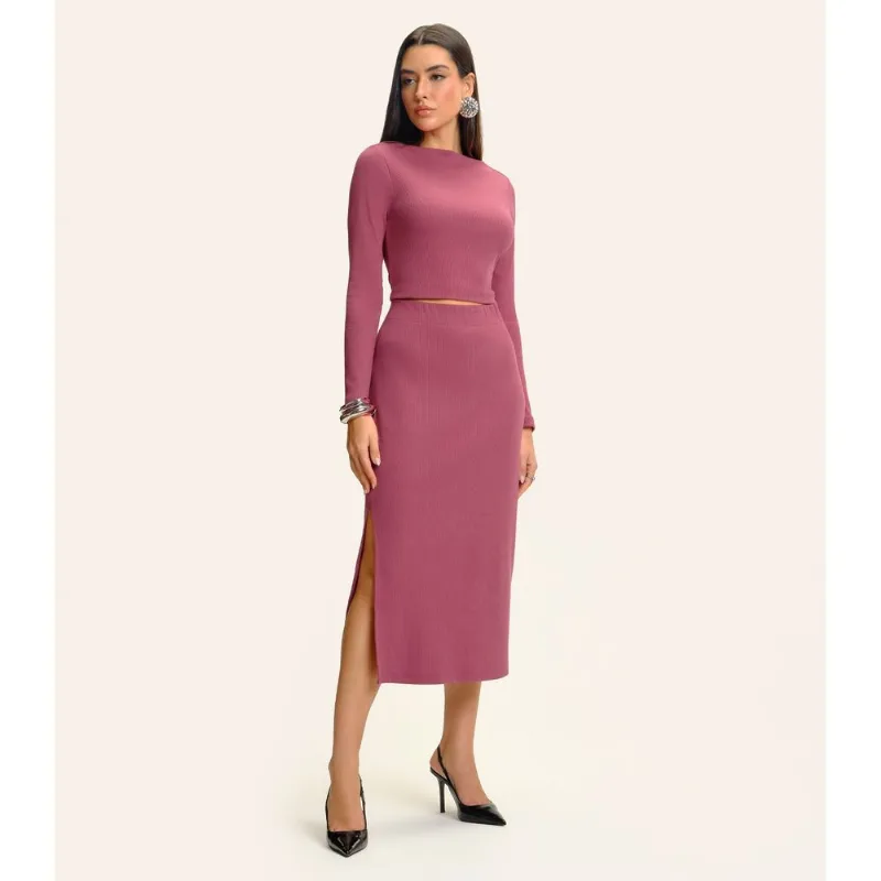 Conjunto Feminino Blusa com Saia Midi Endless Vermelho PP