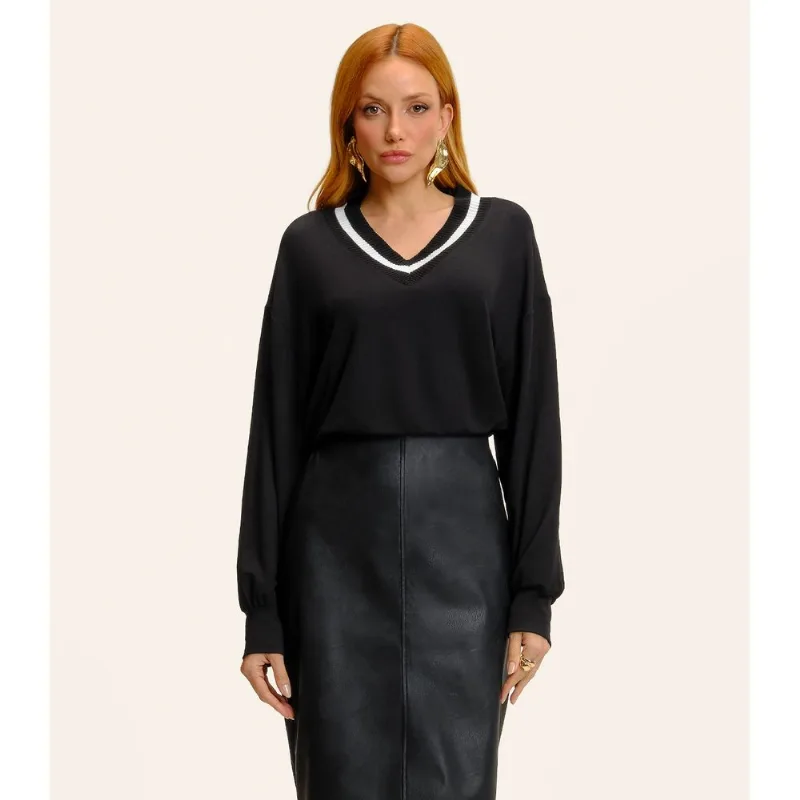 Blusão Feminino Decote V Molecotton Endless Preto P