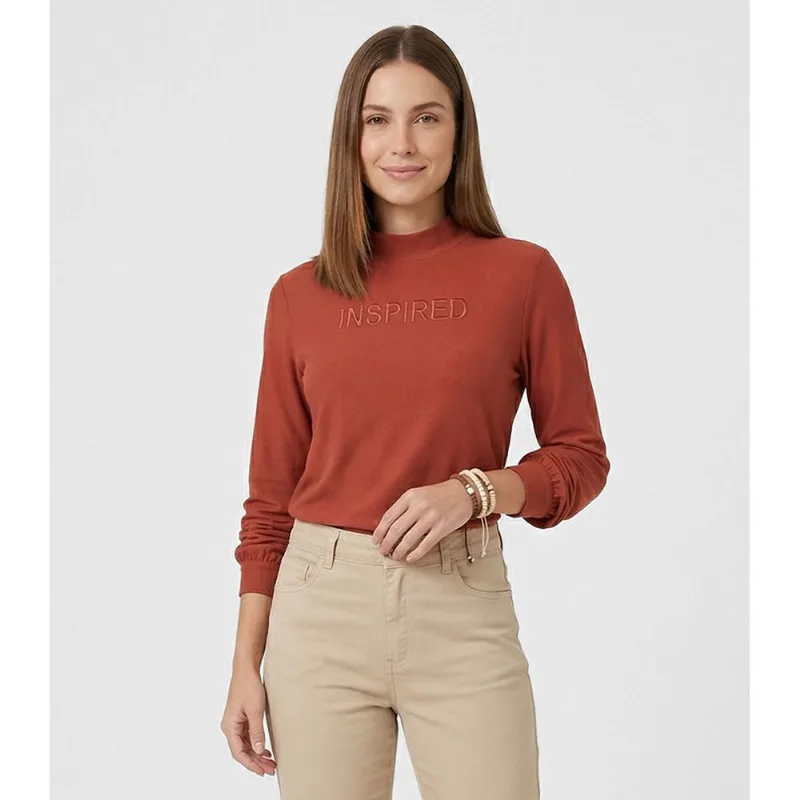 Blusa Feminina Manga Longa Viscose Endless Laranja GG