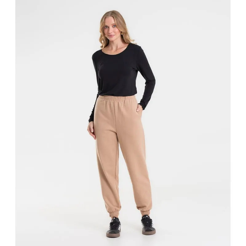 Calça Jogger Básica Moletom Peluciado Rovitex Preto P
