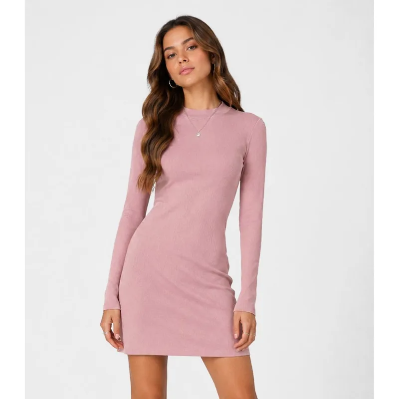 Vestido Juvenil Midi Manga Longa Em Ribana Minty Rosa 12