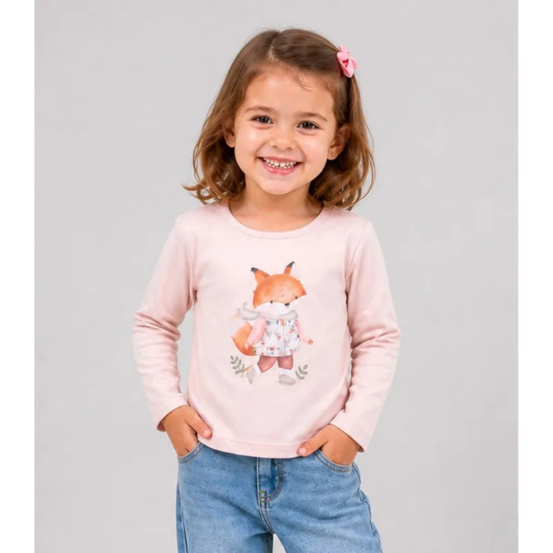 Blusa Manga Longa Cotton Rovi Kids Rosa 3