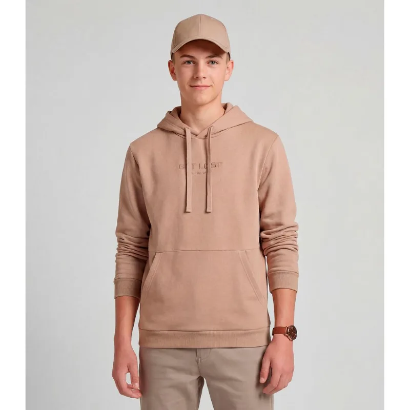 Blusão Juvenil Moletom Com Capuz e Bolsos Minty Marrom 16