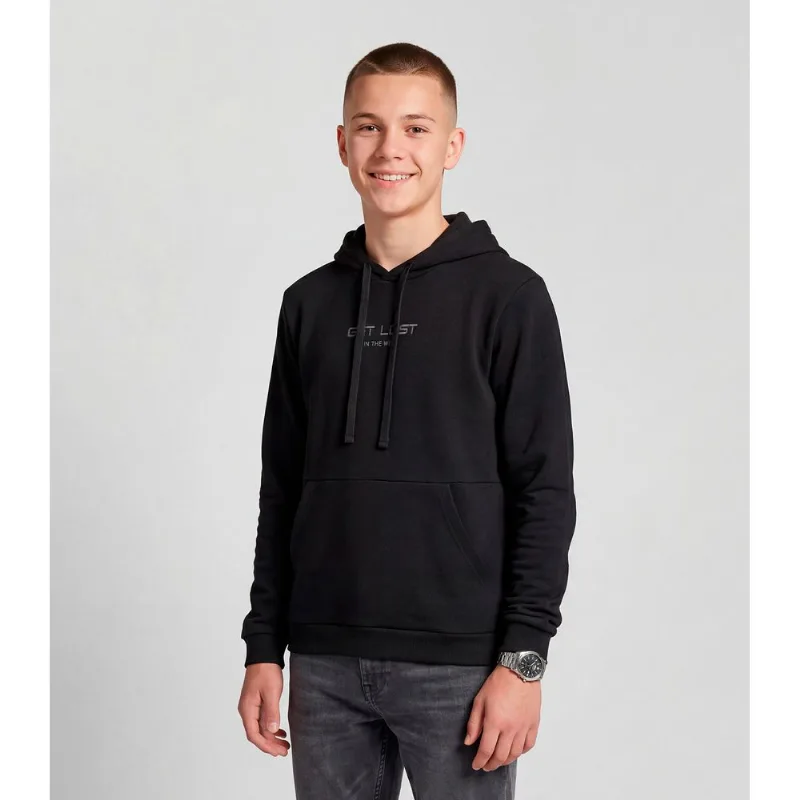 Blusão Juvenil Moletom Com Capuz e Bolsos Minty Preto 14