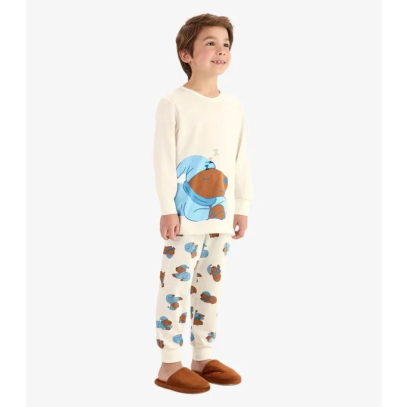 Pijama em Meia Malha Rovi Kids Bege 4