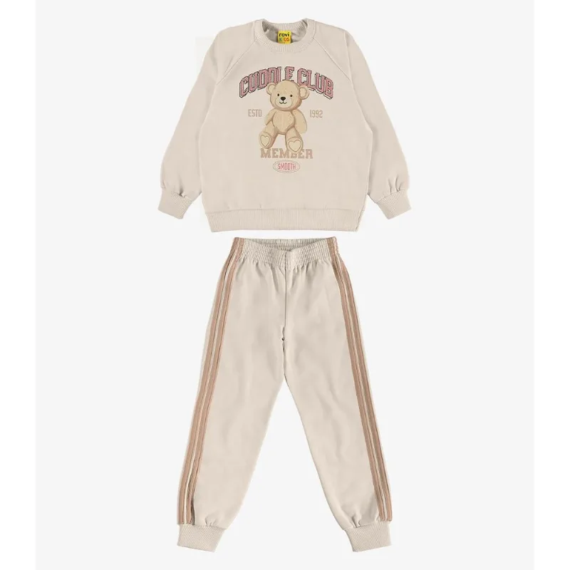 Conjunto Blusão Com Legging Moletom Rovi Kids Bege 1