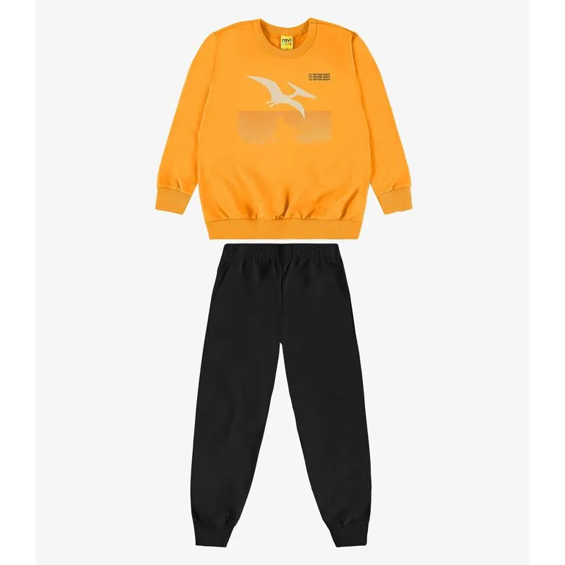 Conjunto Blusão e Calça Moletom Rovi Kids Amarelo 3