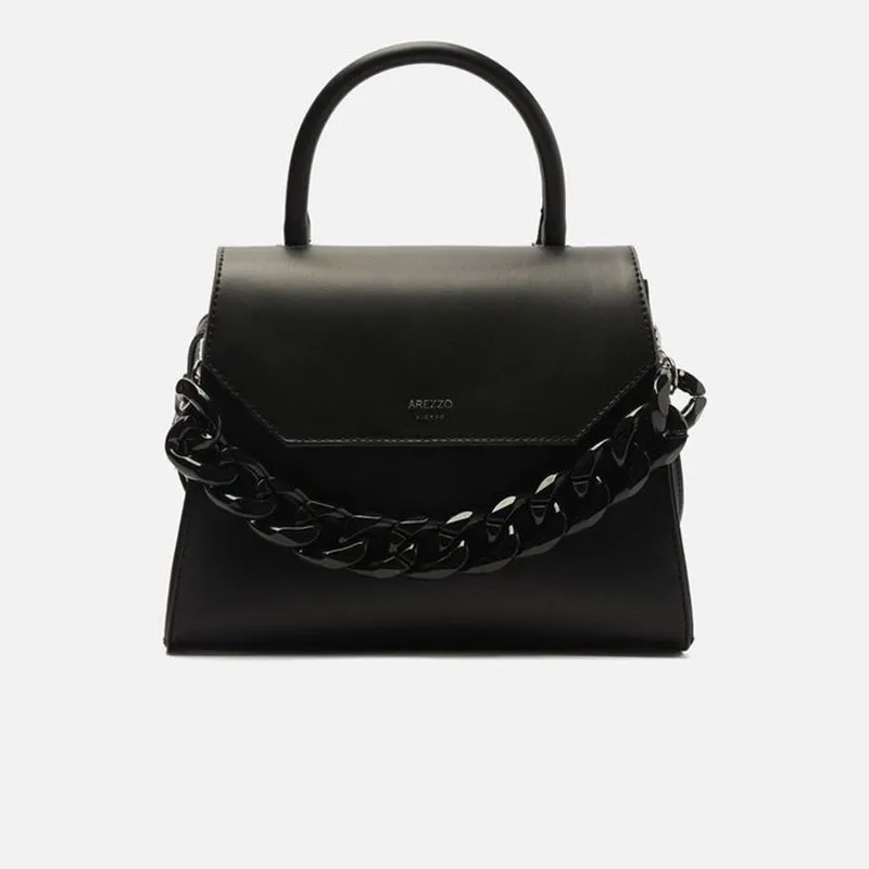 Bolsa satchel preta iara média A 50023 0477 0101 arezzo