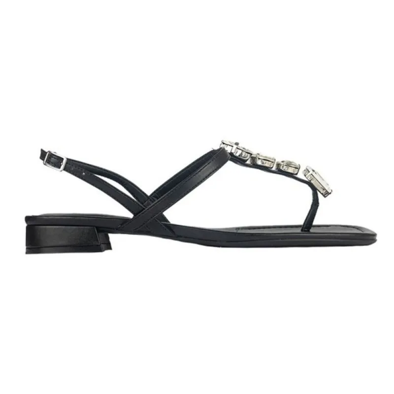 Sandália Arezzo Slim Tiras Detalhe Metal 37 / Preto