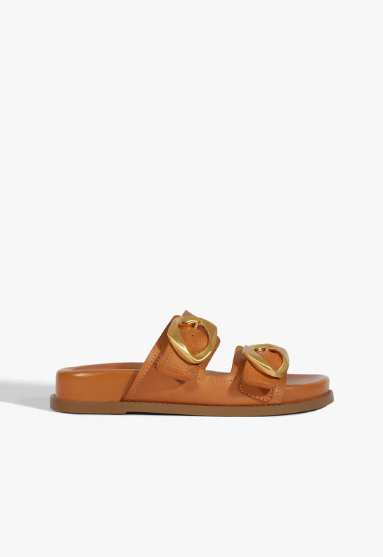 Olga Brown Leather Sporty Sandal 7.5 / Brown / Leather