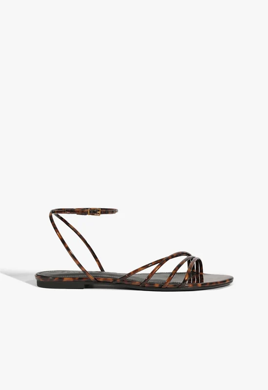 Inez Animal Print Leather Flat Sandal 9 / Animal Print / Patent