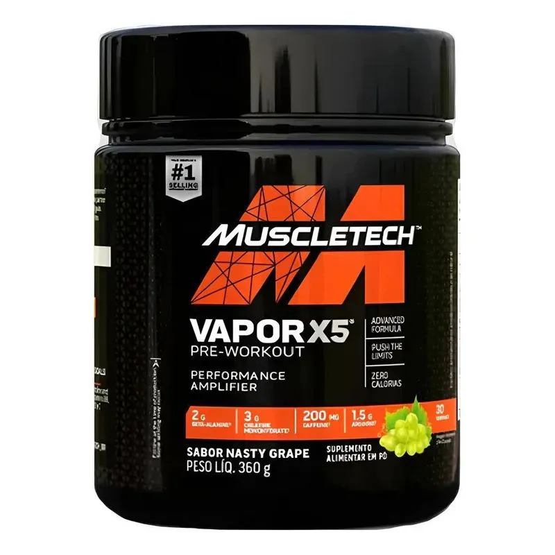 Vapor X5 Pré Treino Muscletech 360g Pó Sabor Nasty Grape