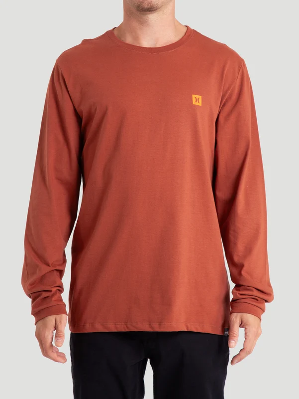 Camiseta Marrom Manga Longa Hurley Mini Icon II P / Marrom
