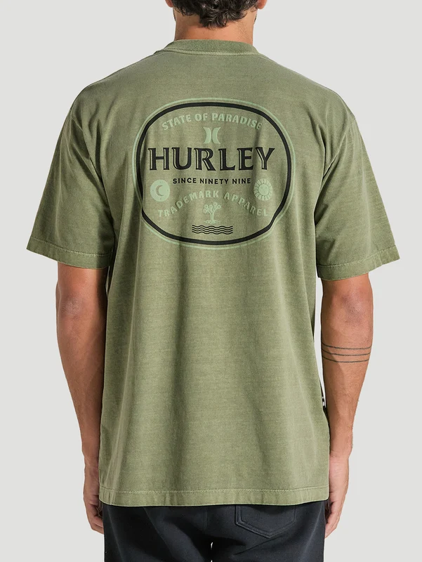 Camiseta Oversized Verde Militar Manga Curta Hurley Bottle G / VERDE