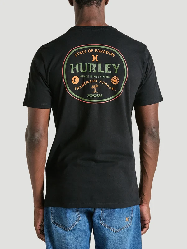 Camiseta Preta Básica Manga Curta Hurley Bottle G / PRETO