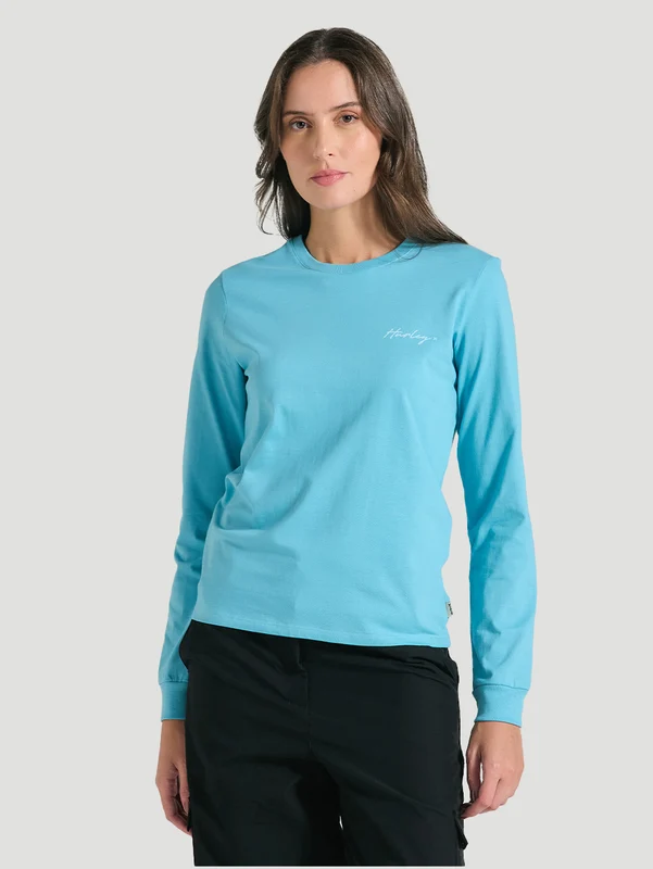 Camiseta De Manga Longa Azul Feminina Hurley Line GG / Azul