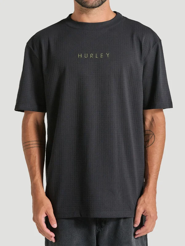 Camiseta Oversized Manga Curta Preta Hurley Waffle G / PRETO