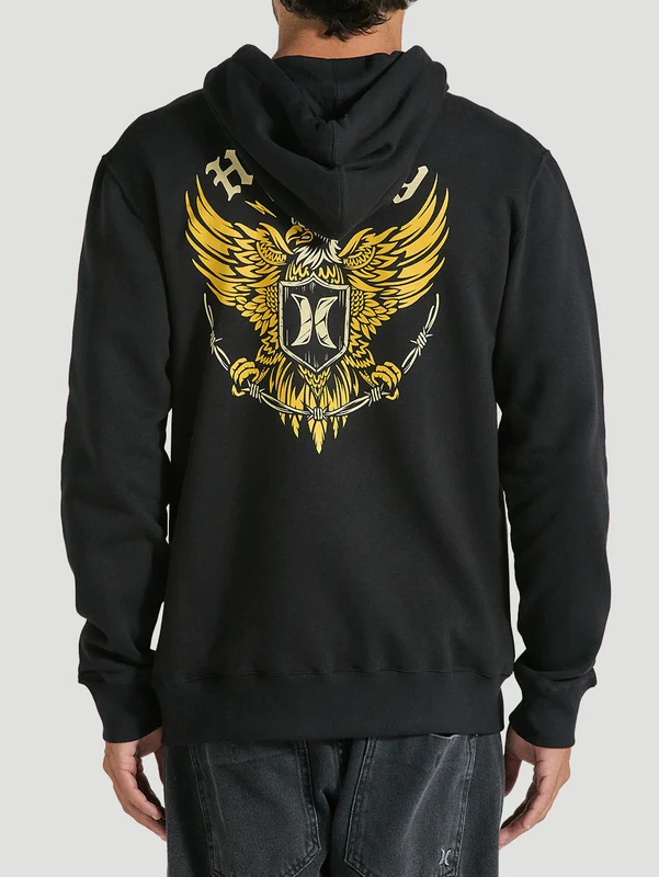 Moletom Canguru Com Zíper Preto Hurley Eagle GG / PRETO