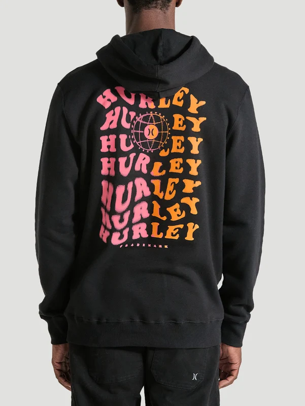 Moletom com Capuz e Bolso Canguru Preto Hurley Level G / PRETO