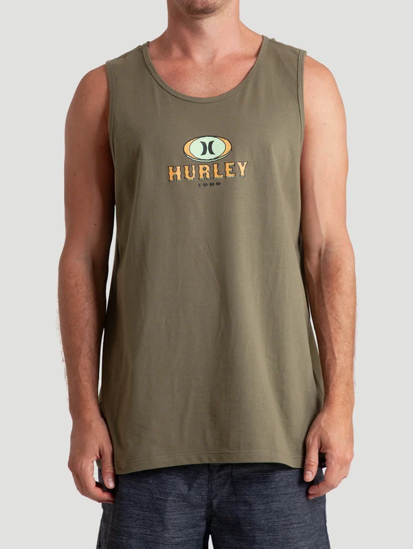 Regata Verde Militar Com Estampa Hurley Retro Waves GG / VERDE