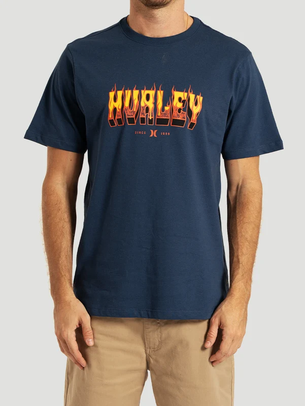 Camiseta Manga Curta Azul Marinho Hurley Flame GG / AZUL MARINHO