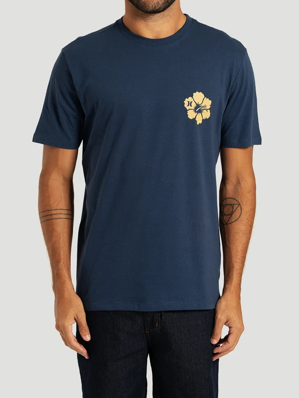 Camiseta Manga Curta Azul Marinho Hurley Hibiskull P / Azul Marinho