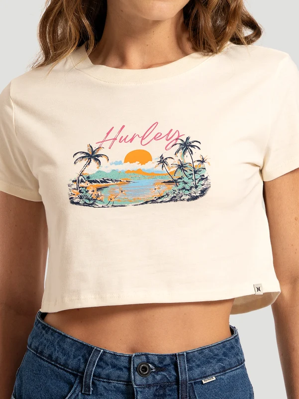 Blusa Manga Curta Off White Hurley Palmer Island M / Off White