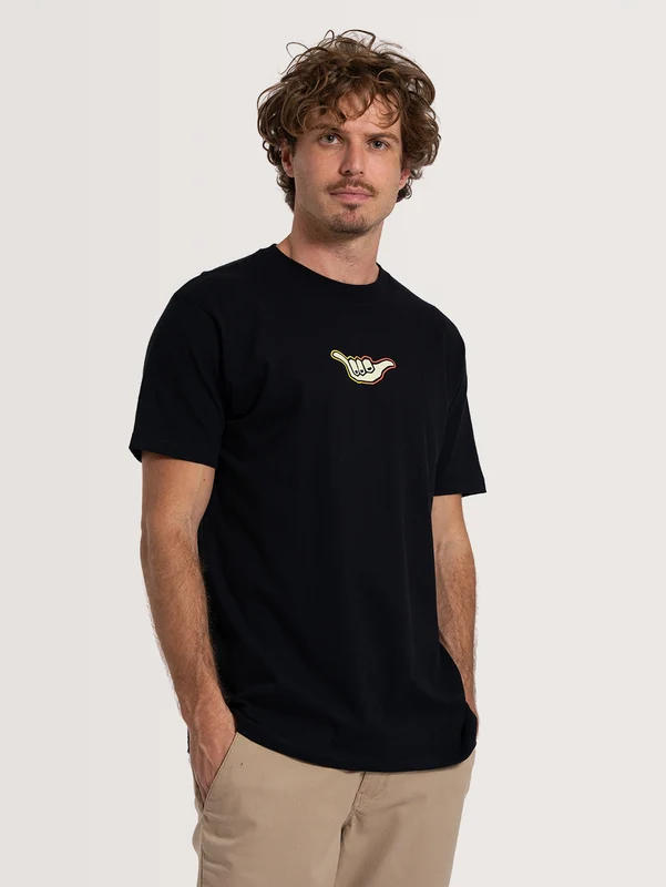 Camiseta Manga Curta Preta Hang Loose Sunset M / PRETO
