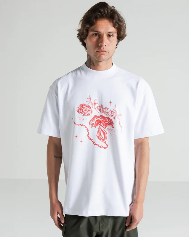 Camiseta Comfort Fit Volcom Death Truction Branca P / BRANCO