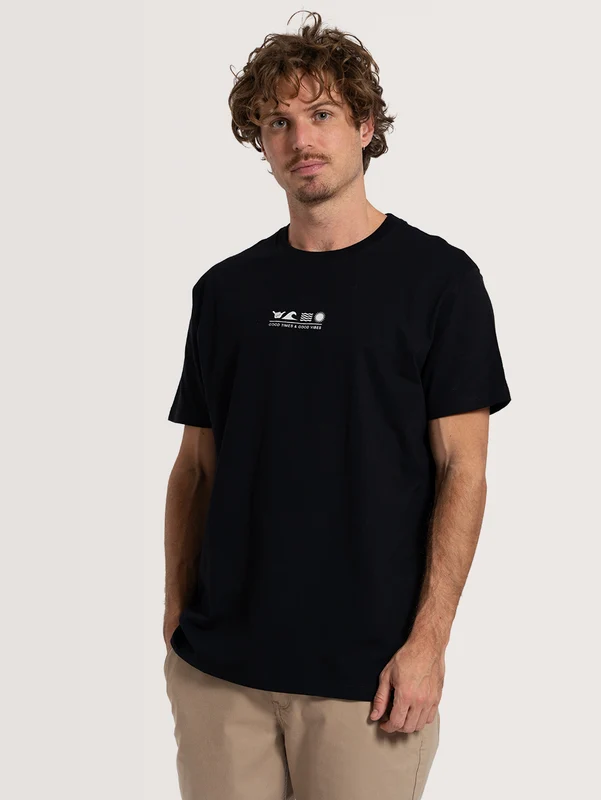 Camiseta Manga Curta Preta Hang Loose Flat P / PRETO