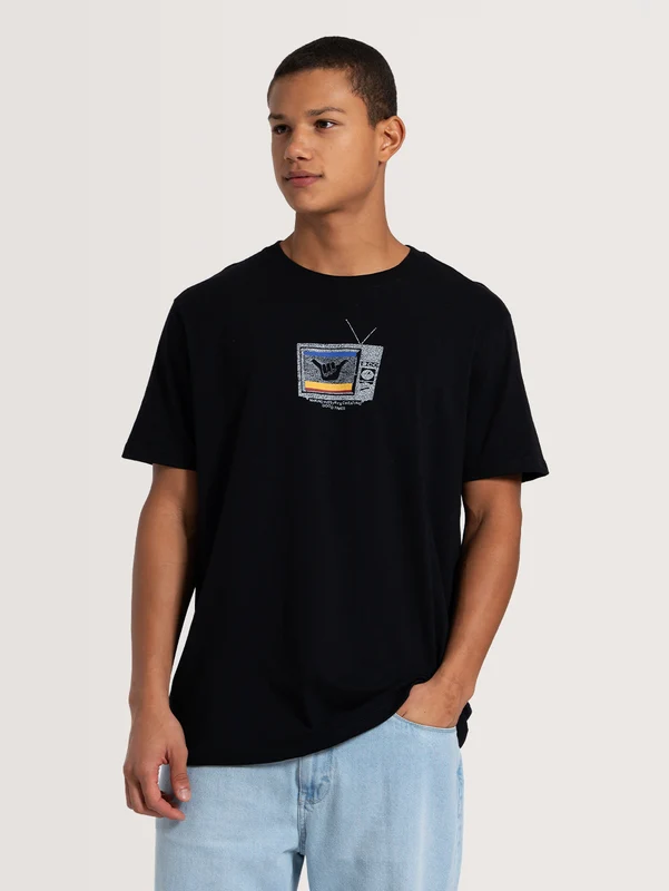 Camiseta Manga Curta Preto Hang Loose Tvon GG / Preto