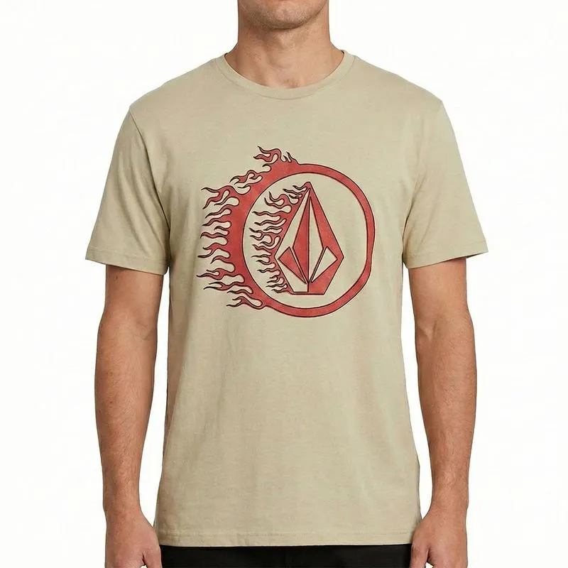 Camiseta Volcom Circle Stone SM26 Masculina Bege GG / begê