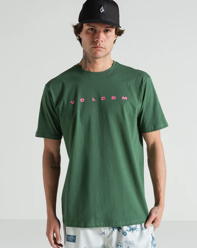 Camiseta Volcom Yewwro Verde Escuro G / Verde Escuro