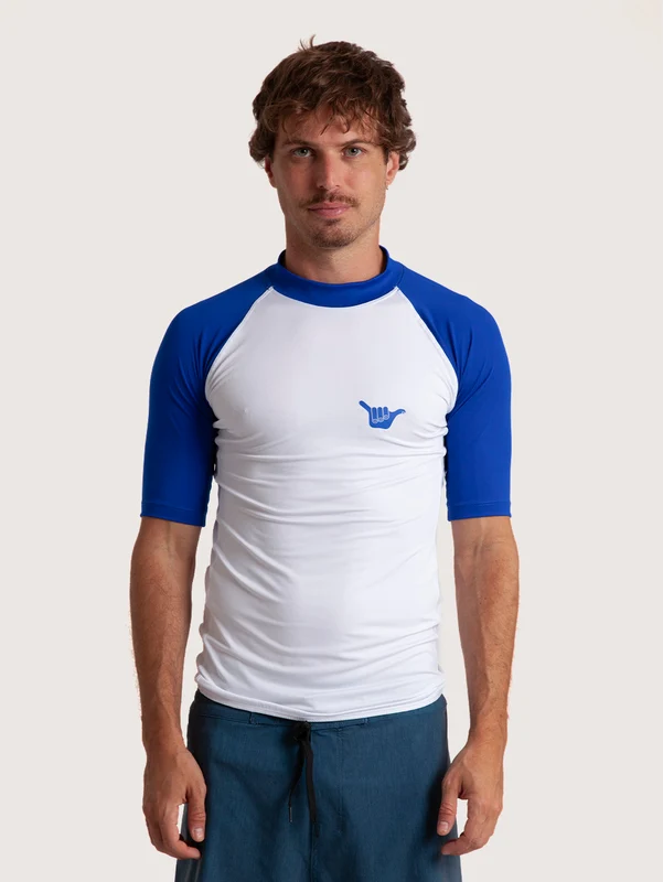 Camiseta Surf Branca Manga Curta Hang Loose Pro II GG / BRANCO/ ROYAL