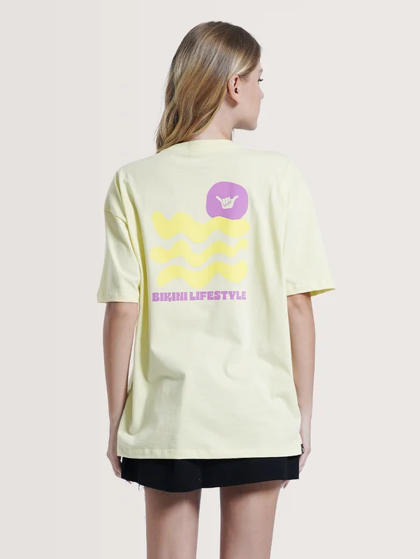 Camiseta Manga Curta Amarela Hang Loose Waves P / Amarelo